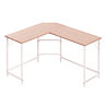 Requena L-Shaped Corner Desk, Computer Desk, Workstation for Home Office Study, Easy to Assemble DK012 Beech-White