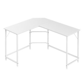 Requena L-Shaped Corner Desk, Computer Desk, Workstation for Home Office Study, Easy to Assemble DK013 White-White