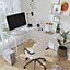 Requena L-Shaped Corner Desk, Computer Desk, Workstation for Home Office Study, Easy to Assemble DK013 White-White
