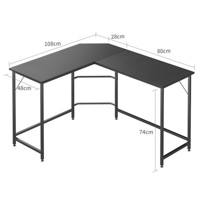 Requena L-Shaped Corner Desk, Computer Desk, Workstation for Home Office Study, Easy to Assemble DK014 Black-Black