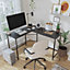 Requena L-Shaped Corner Desk, Computer Desk, Workstation for Home Office Study, Easy to Assemble DK014 Black-Black