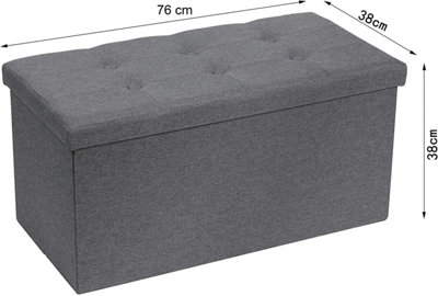 Requena Ottoman 76 x 38 x 38cm Linen Fabric Folding Storage Footstool Storage Box Dark Grey