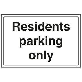 Residents Parking Only Car Park Sign - Adhesive Vinyl - 400x300mm (x3)