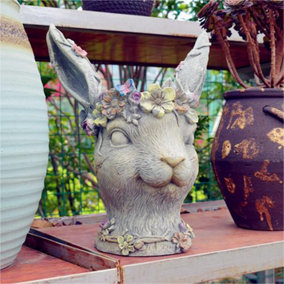Resin Animal Bunny Rabbit Statue Hare Figurine Ornament 370 mm