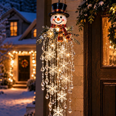 Resin Cascade Christmas Light Hanging, Snowman LED Porch Decor ...