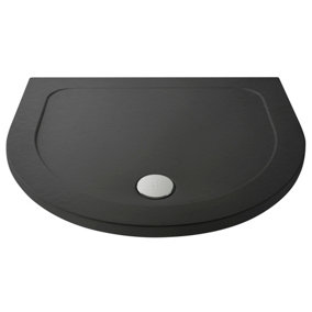 Resin D Shape Shower Tray (Waste Not Included) - Slate Grey - Balterley