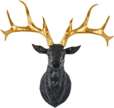 Resin Deer Head Sculpture Collectible Boho Artwork Wall Mount Deer Head ...