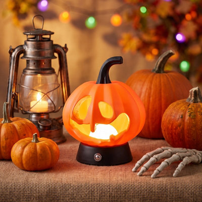 Resin Halloween Pumpkin Shaped Night Light 3 Color Dimmable LED Desktop ...
