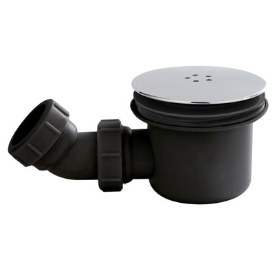 Resin Shower Tray Mega Flow Waste - Black with Chrome Top Price Comparisons | Compare The Build