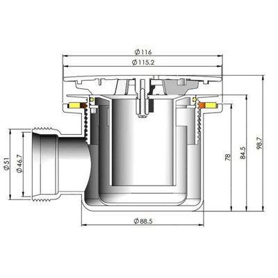 Resin Shower Tray Mega Flow Waste - White with Chrome Top