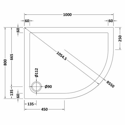 Resin Shower Tray - Right Hand Offset Quadrant (Waste Not Included) - 1000mm x 800mm - White - Balterley