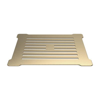 Resin Slimline Shower Tray Grill Waste - White with Brushed Brass Top