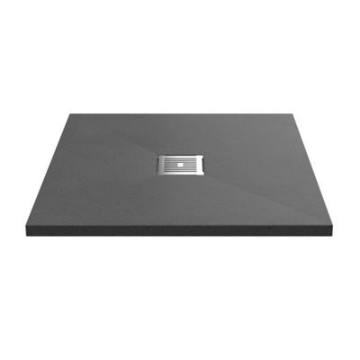 Resin Slimline Square Shower Tray (Waste Not Included) - 800mm - Slate ...