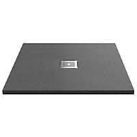 Resin Slimline Square Shower Tray (Waste Not Included) - 900mm - Slate Grey - Balterley
