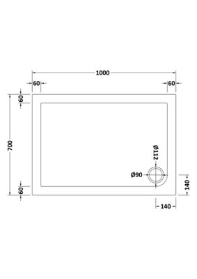 Resin Slip Resistant Rectangular Shower Tray (Waste Not Included) - 1000mm x 700mm - White - Balterley