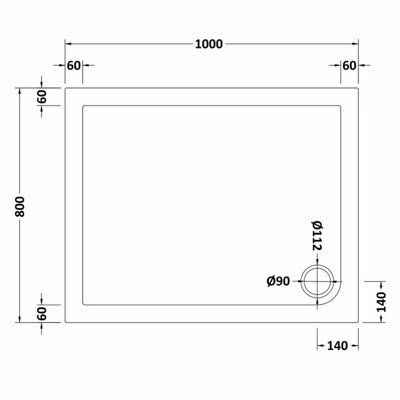Resin Slip Resistant Rectangular Shower Tray (Waste Not Included) - 1000mm x 800mm - White - Balterley