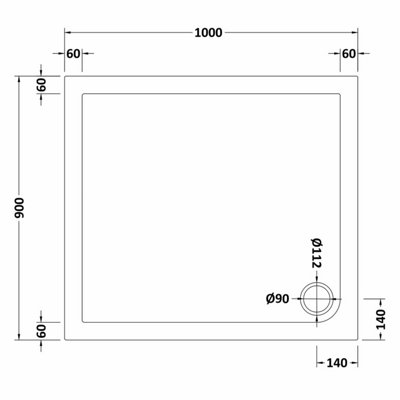Resin Slip Resistant Rectangular Shower Tray (Waste Not Included) - 1000mm x 900mm - White - Balterley