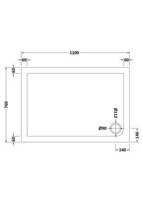 Resin Slip Resistant Rectangular Shower Tray (Waste Not Included) - 1100mm x 760mm - White - Balterley