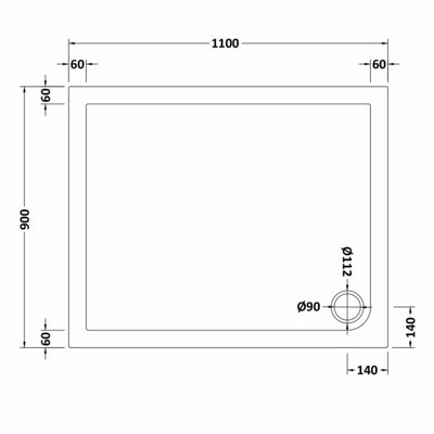 Resin Slip Resistant Rectangular Shower Tray (Waste Not Included) - 1100mm x 900mm - White - Balterley