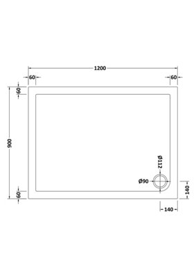 Resin Slip Resistant Rectangular Shower Tray (Waste Not Included) - 1200mm x 900mm - White - Balterley