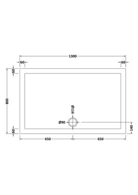 Resin Slip Resistant Rectangular Shower Tray (Waste Not Included) - 1300mm x 800mm - White - Balterley
