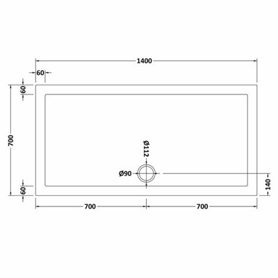Resin Slip Resistant Rectangular Shower Tray (Waste Not Included) - 1400mm x 700mm - White - Balterley