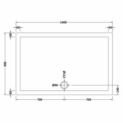 Resin Slip Resistant Rectangular Shower Tray (Waste Not Included) - 1400mm x 900mm - White - Balterley