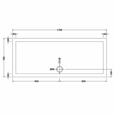 Resin Slip Resistant Rectangular Shower Tray (Waste Not Included) - 1700mm x 700mm - White - Balterley