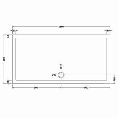 Resin Slip Resistant Rectangular Shower Tray (Waste Not Included) - 1800mm x 900mm - White - Balterley