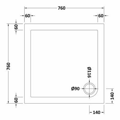 Resin Slip Resistant Square Shower Tray (Waste Not Included) - 760mm - White - Balterley