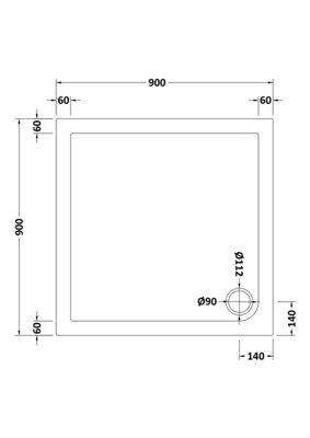 Resin Square Shower Tray (Waste Not Included) - 900mm - White - Balterley