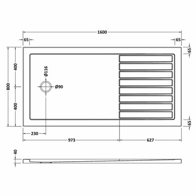 Resin Walk-In Shower Tray 1600mm x 800mm (Waste Not Included) - White - Balterley