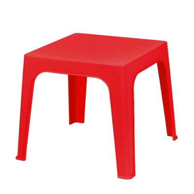 Resol - 4 Seater Julieta Children's Square Plastic Garden Table - 50cm x 50cm - Red
