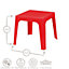 Resol - 4 Seater Julieta Children's Square Plastic Garden Table - 50cm x 50cm - Red