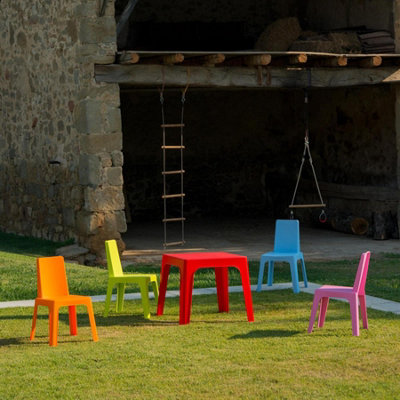 Resol - 4 Seater Julieta Children's Square Plastic Garden Table - 50cm x 50cm - Red - 4