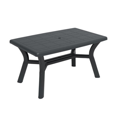 Resol - 4 Seater Tulip Rectangular Plastic Garden Dining Table - 90cm x 140cm - Grey