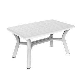 Resol - 4 Seater Tulip Rectangular Plastic Garden Dining Table - 90cm x 140cm - White