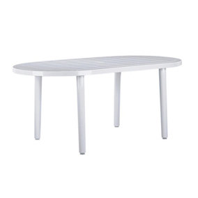 Resol - 6 Seater Brava Oval Plastic Garden Dining Table - 90cm x 180cm - White