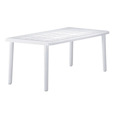 Resol - 6 Seater Sevilla Rectangular Plastic Garden Dining Table - 90cm x 180cm - White