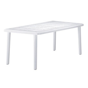 Resol - 6 Seater Sevilla Rectangular Plastic Garden Dining Table - 90cm x 180cm - White