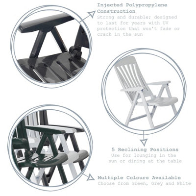 Resol - Blanes Reclining Garden Chairs - Grey - Pack of 2