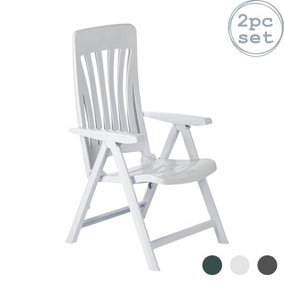 Resol - Blanes Reclining Garden Chairs - White - Pack of 2