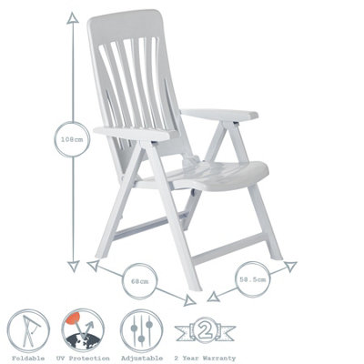 White plastic deals reclining garden chairs