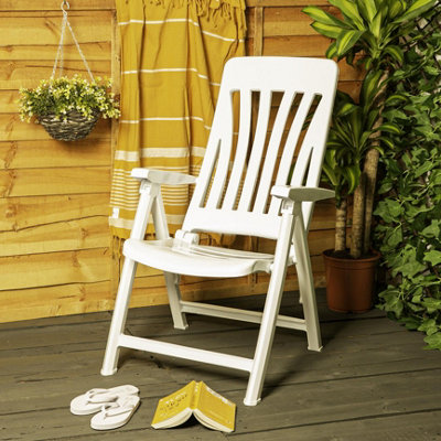 Resol - Blanes Reclining Garden Chairs - White - Pack of 2 - 4