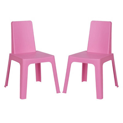 Resol - Julieta Children's Plastic Garden Play Chairs - 37.5cm - Dark Pink - Pack of 2