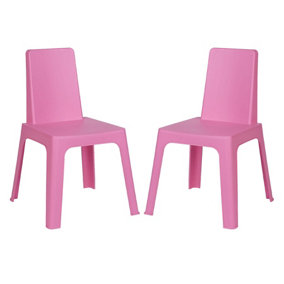 Resol - Julieta Children's Plastic Garden Play Chairs - 37.5cm - Dark Pink - Pack of 2