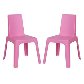 Resol Julieta Children's Plastic Garden Play Chairs - 37.5cm - Dark Pink - Pack of 2