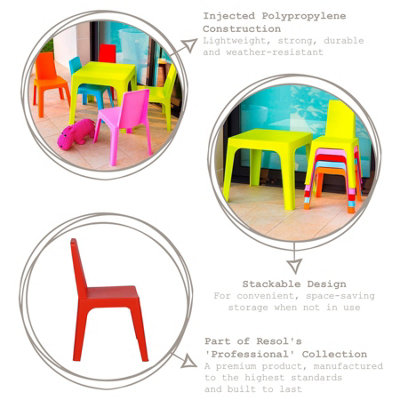 Resol - Julieta Children's Plastic Garden Play Chairs - 37.5cm - Lime Green - Pack of 2