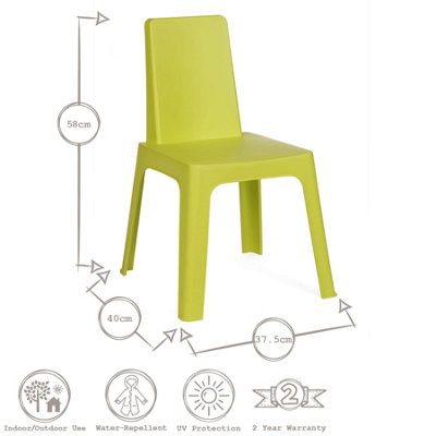 Resol - Julieta Children's Plastic Garden Play Chairs - 37.5cm - Lime Green - Pack of 2