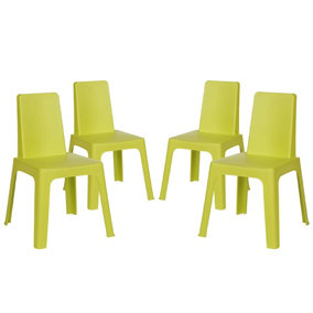 Resol - Julieta Children's Plastic Garden Play Chairs - 37.5cm - Lime Green - Pack of 4